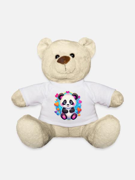 Rainbow Heart Panda - Teddy Bear - white