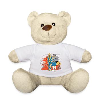 Chevalier surfeur dans le soleil couchant - Nounours - blanc - Devant