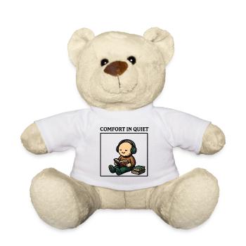 Silence while reading with headphones - Teddy Bear - white - Front
