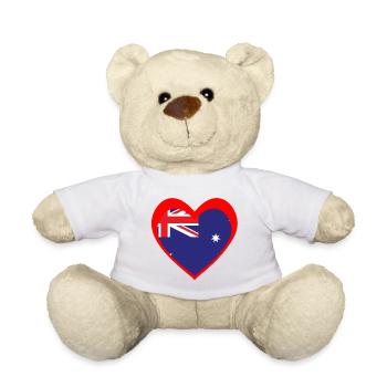 Red Aussie Heart – True Southern Spirit - Teddy Bear - white - Front