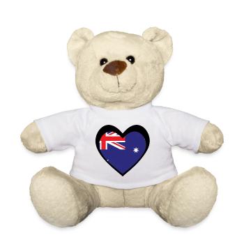 Black Aussie Heart – Bold Modern Australia - Teddy Bear - white - Front