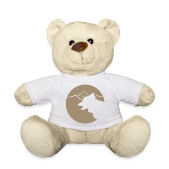 Dog silhouette in mountains or dunes - Teddy Bear - white - Front