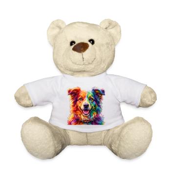 Regenbogenhund / Hund in Regenbogenfarben - Teddy - Weiß - Vorne