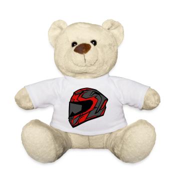 Motorcycle Helmet Racing Biker - Teddy Bear - white - Front