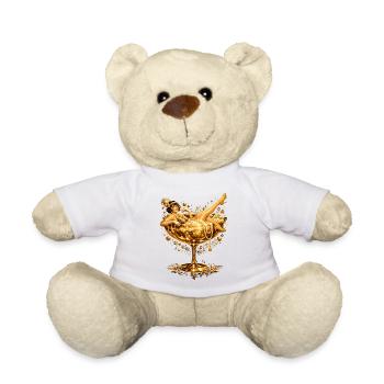 Goldene Art Déco Frau im Glas Illustration - Teddy - Weiß - Vorne