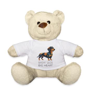 Teckel Low-Poly Art - Short legs, big heart - Teddy - Weiß - Vorne