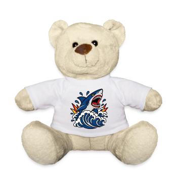 Wütender Hai in den Tattoo-Wellen - Teddy - Weiß - Vorne