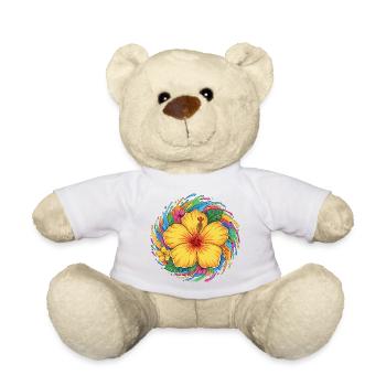 Kunterbunte Hibiskus Splash - Teddy - Weiß - Vorne