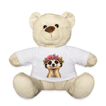 Meerkat with floral decoration - Teddy Bear - white - Front