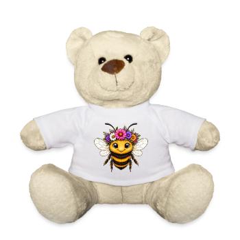 Meadow bee with floral decoration - Teddy Bear - white - Front