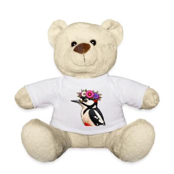Specht mit Blumenschmuck  - Teddy - Weiß - Vorne