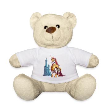 Golden Unicorn in front of Castle - Teddy Bear - white - Front