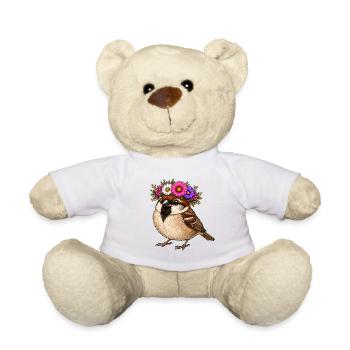 Bird with floral decoration - Teddy Bear - white - Front
