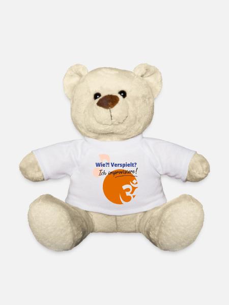 T-Shirt Design „Ich improvisiere!“ - Teddy - Weiß