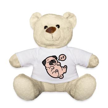 Sleeping Pug Dog Loafer - Teddy Bear - white - Front