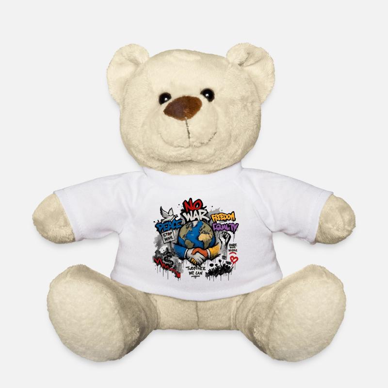 Weltfrieden Graffiti: Hände verbinden - Teddy - Weiß