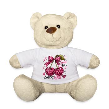 Douces ambiances cerises, cerises léopard, - Nounours - blanc - Devant
