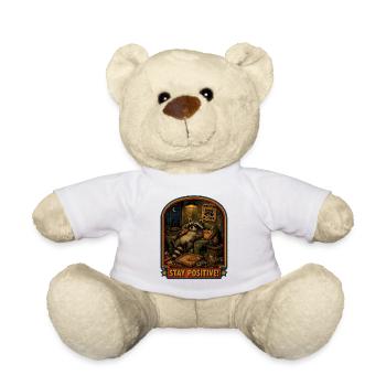 Raccoon Pizza Night Stay Positive - Teddy Bear - white - Front