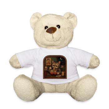 Katze beim Ramenessen - Teddy - Weiß - Vorne