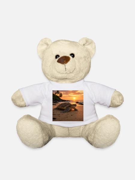 Sonnenuntergangs-Meeresschildkröte - Teddy - Weiß