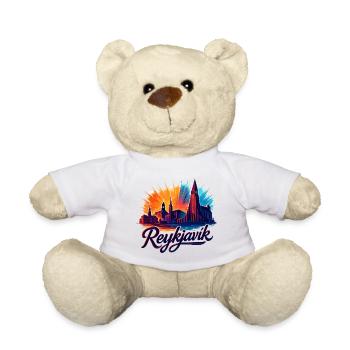 Reykjavík Silhouette – Island Grafikdesign - Teddy - Weiß - Vorne
