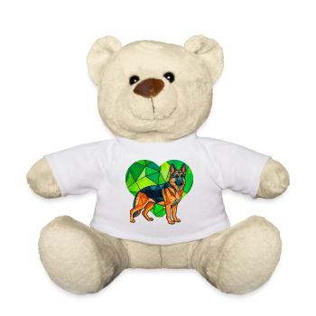 Kubistisches Deutscher Schäferhundherz Geometrische Haustierkunst - Teddy - Weiß - Vorne
