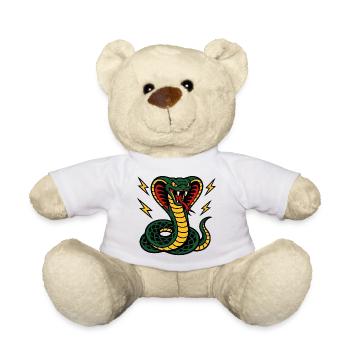 Fierce Cobra with Tattoo Style Lightning Bolts - Teddy Bear - white - Front
