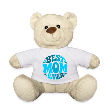 Best Mom Ever - Beste Mama Design in Blautönen - Teddy - Weiß - Vorne