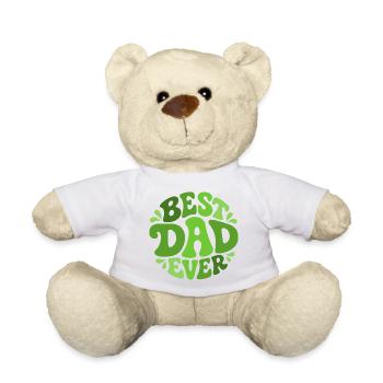 Best Dad Ever - Best Dad Retro Design Green - Teddy Bear - white - Front
