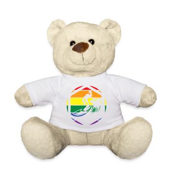 Rainbow Wave Surfer Circle - Teddy Bear - white - Front