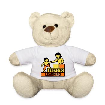 Logo Étapes pour apprendre l’école - Nounours - blanc - Devant