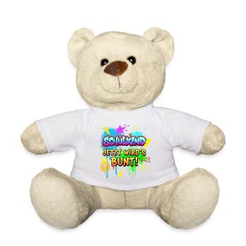 Schulkind Jetzt wird's bunt! - Graffiti Design - Teddy - Weiß - Vorne