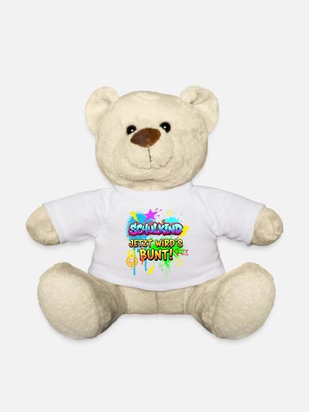 Schulkind Jetzt wird's bunt! - Graffiti Design - Teddy - Weiß