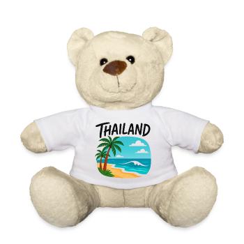 Motif thaïlandais avec mer et palmiers - Nounours - blanc - Devant