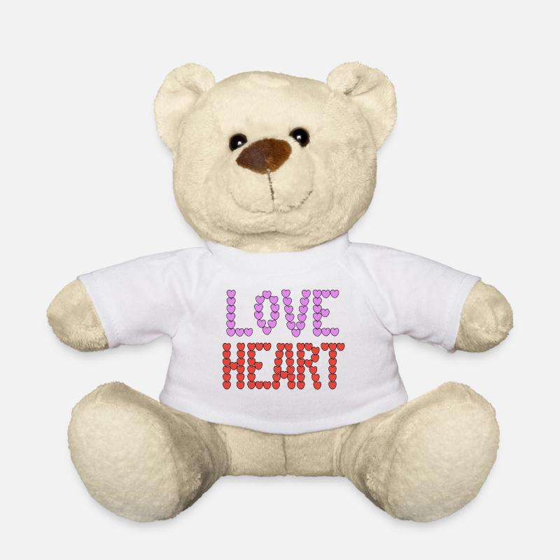 Love Heart typography - Teddy Bear - white