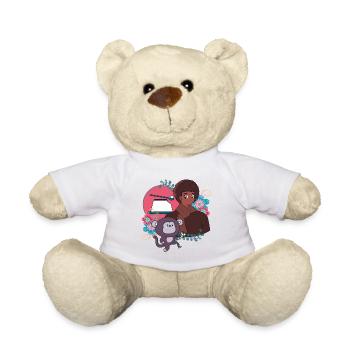 Anime Boy and Soccer Monkey with Prosthetic - Teddy Bear - white - Front
