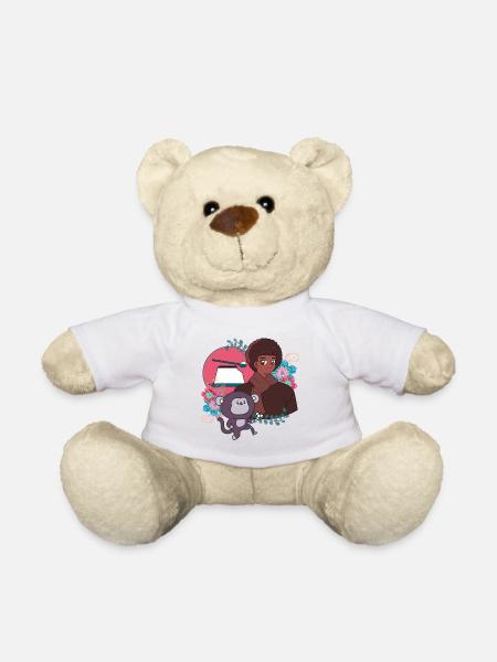 Anime Boy and Soccer Monkey with Prosthetic - Teddy Bear - white