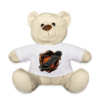Flammendes Skateboard-Motiv - Teddy - Weiß - Vorne