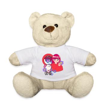 Signe de paix et art du chien en fauteuil roulant - Nounours - blanc - Devant