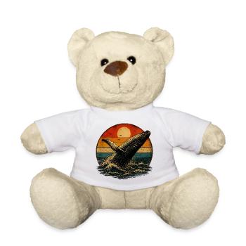 Whale im Retro-Sonnenuntergang - Teddy - Weiß - Vorne