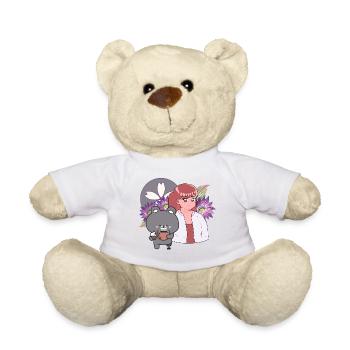 Café douillet et ours mignon avec une jambe prothétique - Nounours - blanc - Devant