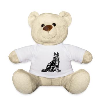 German Shepherd Sitting - Teddy Bear - white - Front