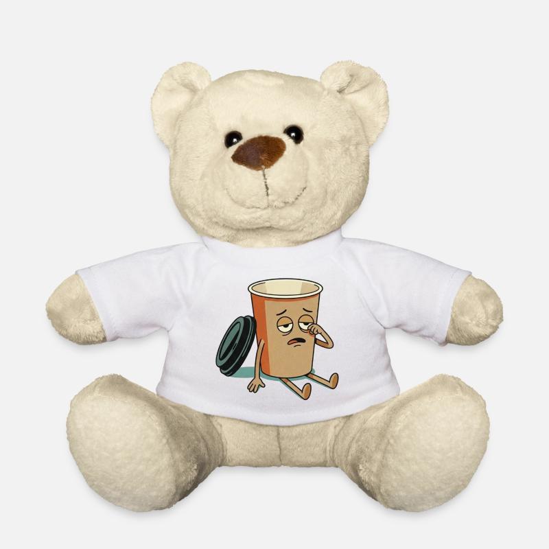 Exhausted Coffee Cup Figure - Teddy Bear - white