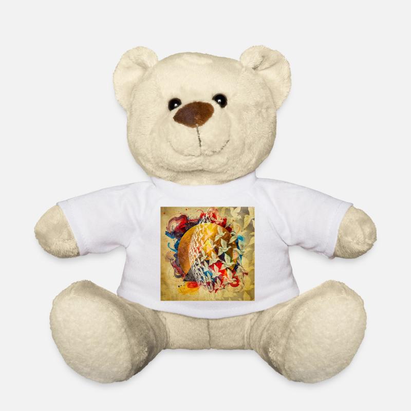 Colorful Bird Circle Flight - Teddy Bear - white
