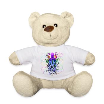 Oktopus Psychedelisches Tiefseewesen - Teddy - Weiß - Vorne