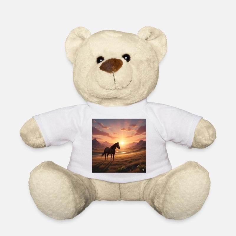 Sonnenuntergangs-Pferd im Bergtal - Teddy - Weiß