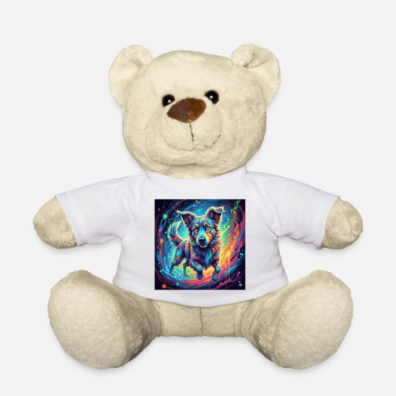 Un chien néon dans un tourbillon de couleurs - Nounours - blanc