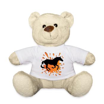 Die Silhouette eines Abaga-Pferdes und ein Fleck - Teddy - Weiß - Vorne
