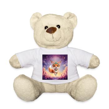 Fox with crown in stellar sunset - Teddy Bear - white - Front