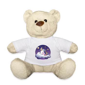 Schlafender Einhorn auf Wolken - Teddy - Weiß - Vorne
